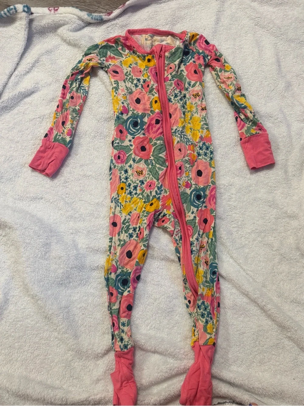 LS- Zipppy One-Piece Pajamas - Pink Floral